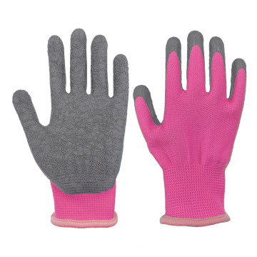 Guantes de trabajo de jardinería de jardinería de látex de arrugas de fábrica personalizadas para niños.